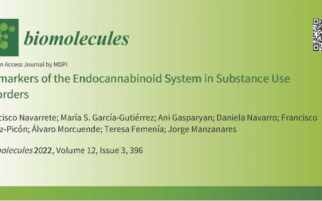 Artículo sobre cómo diferentes dianas del sistema endocannabinoide pueden ser potenciales biomarcadores en relación con el consumo de sustancias de abuso como alcohol, cocaína o cannabis